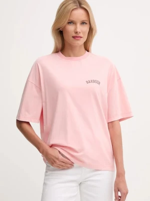 Barbour t-shirt bawełniany CLAYDON damski kolor różowy LTS0687