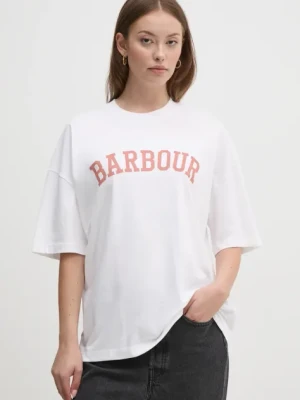 Barbour t-shirt bawełniany damski kolor biały LTS0652