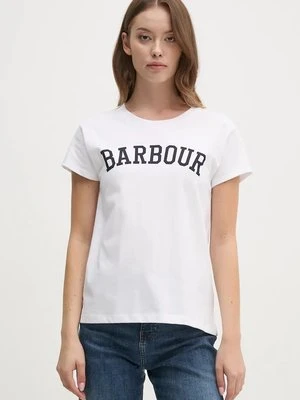 Barbour t-shirt bawełniany damski kolor biały LTS0657