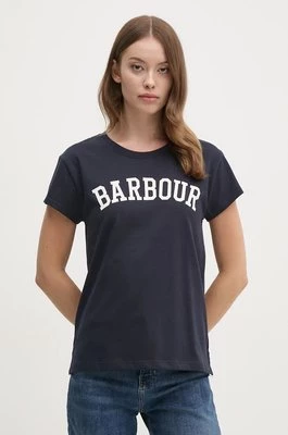 Barbour t-shirt bawełniany damski kolor granatowy LTS0657