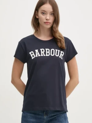 Barbour t-shirt bawełniany damski kolor granatowy LTS0657