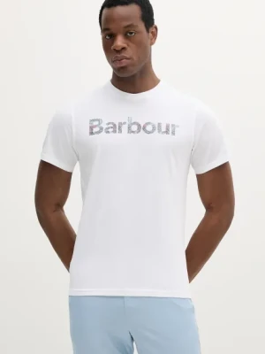Barbour t-shirt bawełniany Devon Graphic T-Shirt męski kolor biały z nadrukiem MTS1391