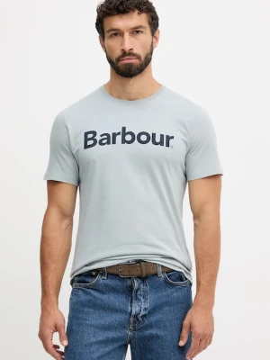 Barbour t-shirt bawełniany ESSENTIALS męski kolor niebieski z nadrukiem MTS0531