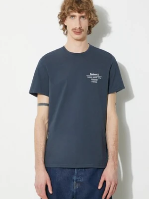 Barbour t-shirt bawełniany Hickling Tee męski kolor granatowy z nadrukiem MTS1269