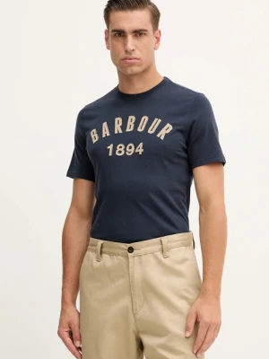 Barbour t-shirt bawełniany HOLLINS męski kolor granatowy z aplikacją MTS1472