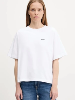 Barbour t-shirt bawełniany JEMA damski kolor biały LML0883