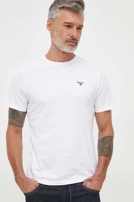 Barbour t-shirt bawełniany kolor biały gładki MTS0331