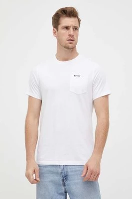 Barbour t-shirt bawełniany kolor biały gładki MTS1114