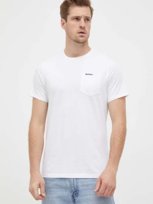 Barbour t-shirt bawełniany kolor biały gładki MTS1114