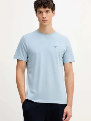 Barbour t-shirt bawełniany kolor niebieski gładki