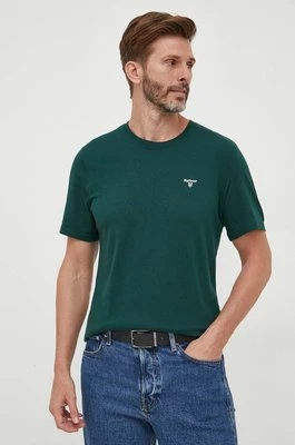 Barbour t-shirt bawełniany kolor zielony gładki MTS0331