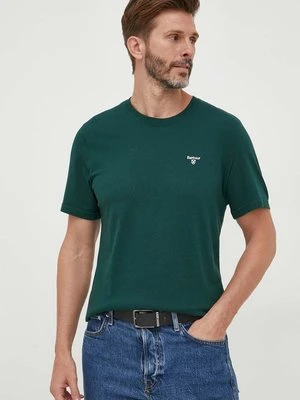 Barbour t-shirt bawełniany kolor zielony gładki MTS0331