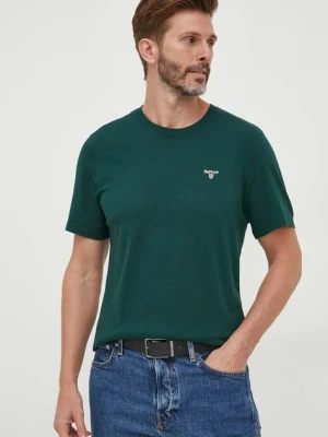 Barbour t-shirt bawełniany kolor zielony gładki MTS0331