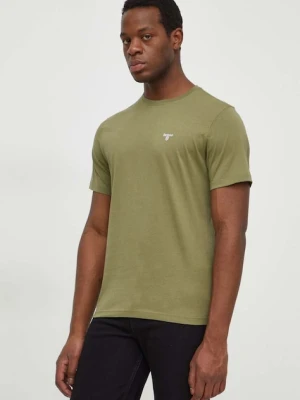 Barbour t-shirt bawełniany kolor zielony gładki MTS0331