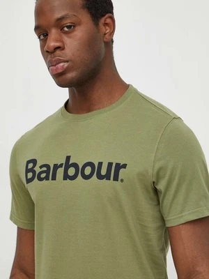 Barbour t-shirt bawełniany kolor zielony z nadrukiem MTS0531