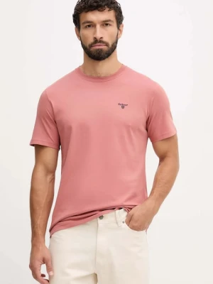 Barbour t-shirt bawełniany kolor żółty gładki