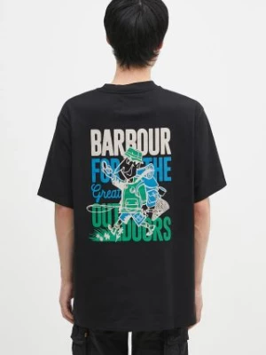 Barbour t-shirt bawełniany Leonard OS Graphic męski kolor czarny z nadrukiem MTS1353