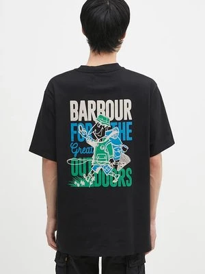 Barbour t-shirt bawełniany Leonard OS Graphic męski kolor czarny z nadrukiem MTS1353