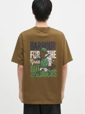 Barbour t-shirt bawełniany Leonard OS Graphic męski kolor zielony z nadrukiem MTS1353