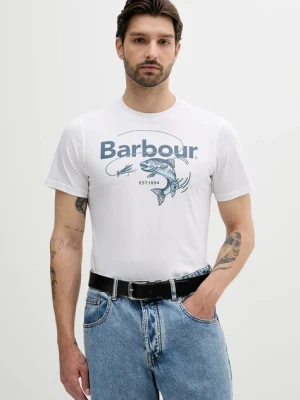 Zdjęcie produktu Barbour t-shirt bawełniany Lydd Graphic T-Shirt męski kolor biały z nadrukiem MTS1396