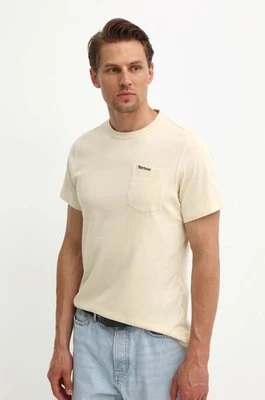 Barbour t-shirt bawełniany męski kolor beżowy gładki MTS1114