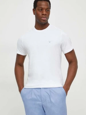 Barbour t-shirt bawełniany męski kolor biały gładki MTS0670