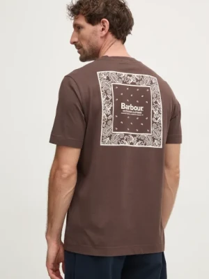 Zdjęcie produktu Barbour t-shirt bawełniany męski kolor brązowy z nadrukiem MTS1382BR98
