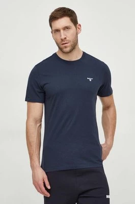 Barbour t-shirt bawełniany męski kolor granatowy gładki
