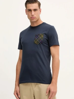 Barbour t-shirt bawełniany męski kolor granatowy z aplikacją MTS1470