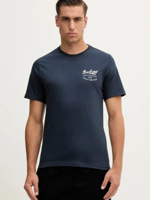 Barbour t-shirt bawełniany męski kolor granatowy z nadrukiem MTS1347
