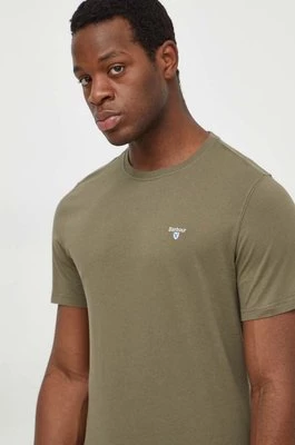 Barbour t-shirt bawełniany męski kolor zielony gładki MTS0670