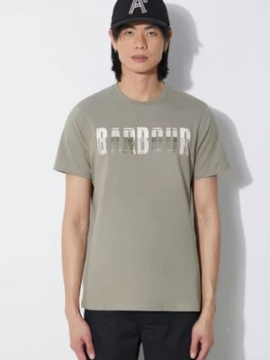 Barbour t-shirt bawełniany męski kolor zielony z nadrukiem MTS1275