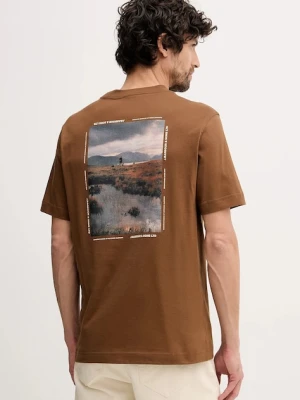 Barbour t-shirt bawełniany Parkend męski kolor brązowy wzorzysty MTS1541