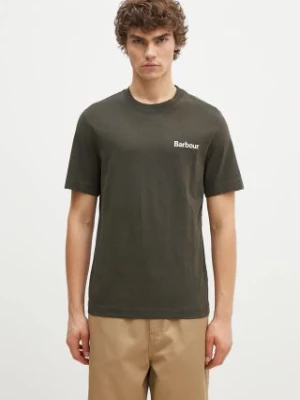 Barbour t-shirt bawełniany Pitbright Relaxed męski kolor zielony z nadrukiem MTS1351