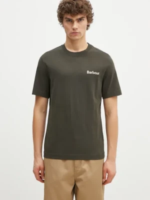 Barbour t-shirt bawełniany Pitbright Relaxed męski kolor zielony z nadrukiem MTS1351