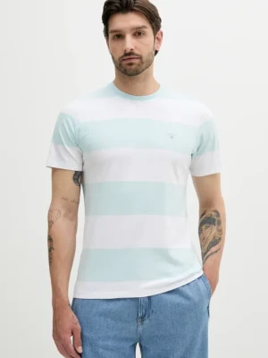 Zdjęcie produktu Barbour t-shirt bawełniany Whalton Stripe T-Shirt męski kolor turkusowy wzorzysty MTS1255