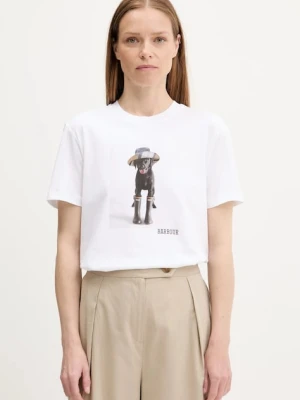 Barbour t-shirt bawełniany WOODROW damski kolor biały LTS0680