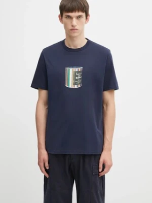 Barbour x Paul Smith t-shirt bawełniany Wax Can męski kolor granatowy z nadrukiem MTS1526NY91