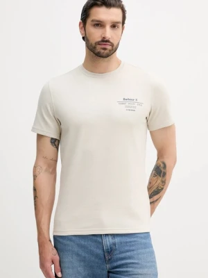 Barbour t-shirt HUCKLEY męski kolor beżowy z nadrukiem MTS1301