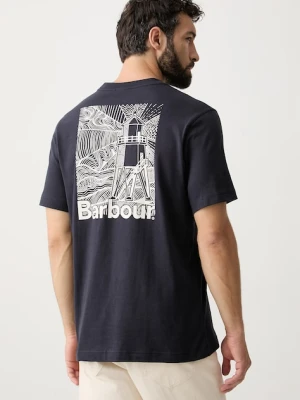 Barbour T-shirt męski bawełniany MOONWELL granatowy