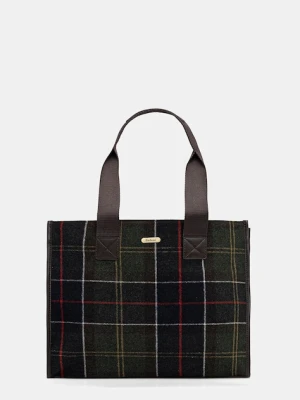 Barbour torebka z wełną kolor zielony LBA0424