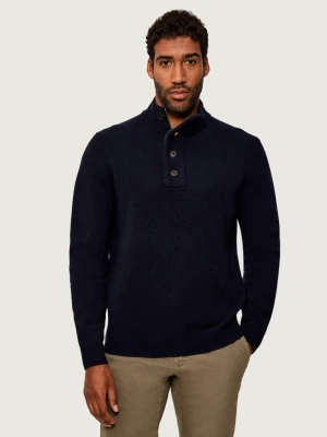 Barbour Wełniany Sweter Patch Half Zip | Regular Fit granatowy