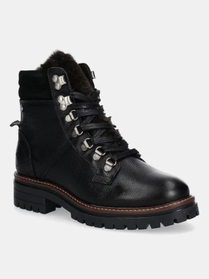 Barbour workery skórzane Bamburgh damskie kolor czarny na płaskim obcasie LFO0770BK51