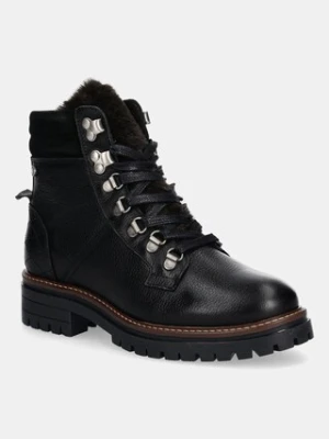 Barbour workery skórzane Bamburgh damskie kolor czarny na płaskim obcasie LFO0770BK51