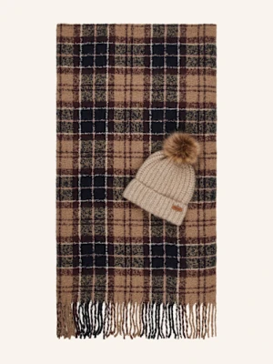 Barbour Zestaw Saltburn: Czapka Ze Sztucznym Futrem I Szal beige