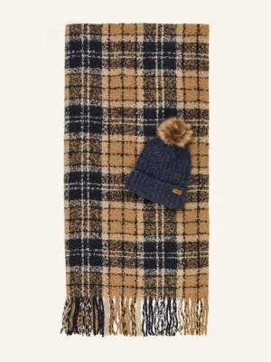 Barbour Zestaw Saltburn: Czapka Ze Sztucznym Futrem I Szal beige