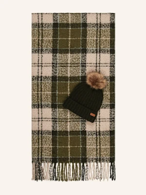 Barbour Zestaw Saltburn: Czapka Ze Sztucznym Futrem I Szal gruen