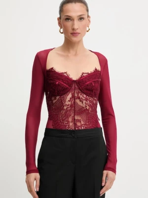 Bardot body damskie kolor bordowy wzorzyste 51150TB3