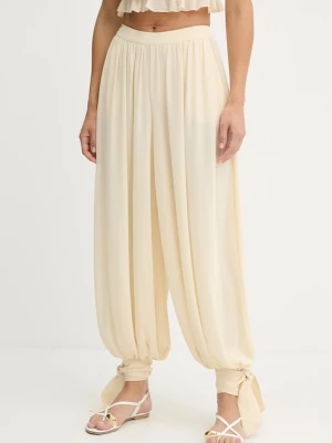 Bardot spodnie damskie kolor beżowy szerokie high waist 60039PB