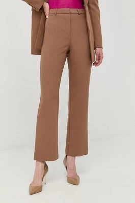 Bardot spodnie damskie kolor brązowy proste high waist